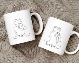Personalized ceramic mug with name as a Valentine's Day gift, anniversary gift, gift for couples, engagement gift