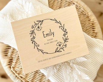 Personalized keepsake box for babies | Wooden box with lid featuring name and birth details | Storage box | Keepsake box for children