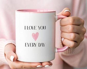Ceramic mug with saying, mug with heart, Valentine's Day gift, anniversary gift idea, "I LOVE YOU" mug, gift for girlfriend