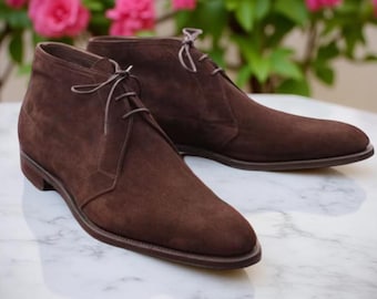 Men’s Brown Suede Chukka Boots | Handmade Desert Boot | Soft Lace-Up Boot
