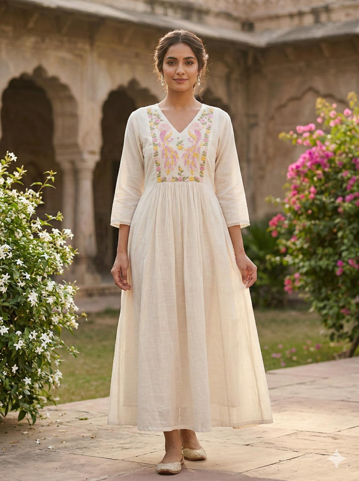 mul mul cotton dresses Buy Ecru Cotton Mul Dress by Khara Khapas-Shop Cult Modern