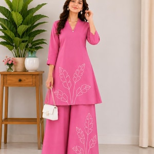 Bomullsset Dam | 2-delat blommigt sommaroutfit, Loungewear