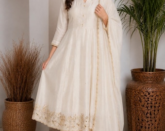 Silk 3 Piece Suit Set for Women | Kurta Palazzo Dupatta Set | Indian Ethnic Wear