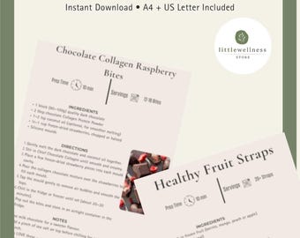 Printable Recipe Cards | Healthy Fruit Straps | Kids Snacks | Digital Download | A4 + US Letter | Clean Treats | Lunchbox Snacks