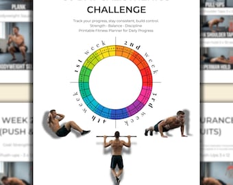 Desafio de Calistenia de 30 Dias | Planejador de Fitness Imprimível | Treino Completo para o Corpo Sem Equipamentos (PDF)