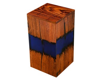 Handmade Rosewood Urn with Blue Resin Wooden Cremation Urn  Memorial Keepsake Box