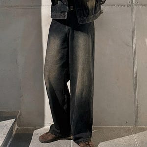 Denim Set Men | Jacket Pants Outfit | Y2K Streetwear Casual Wear

man wearing denim jacket and wide leg jeans styled together for streetwear outfit set