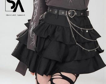 Gothic Mini Skirt | Layered High Waist Fit | Party Wear | Y2K Fashion Style