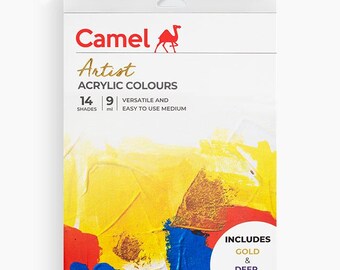 Acrylic Paint Set: 14 Shades, Includes Metallic Gold (9ml)