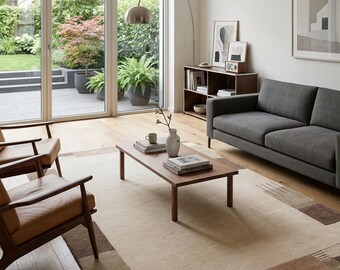 Handgeknüpfter Indo-Nepal Wollteppich 170 × 240 cm – Beige Sand – Moderner Designteppich für Wohn-, Schlaf- und Esszimmer