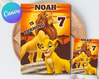 Editable Lion King Birthday Invitation, Safari Jungle Theme (Digital Download)