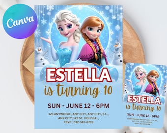 Frozen 3rd Birthday Invitation Frozen Invitation Princess Elsa Anna Party Invitation Girl Frozen Birthday Invite Theme EDITABLE Digital