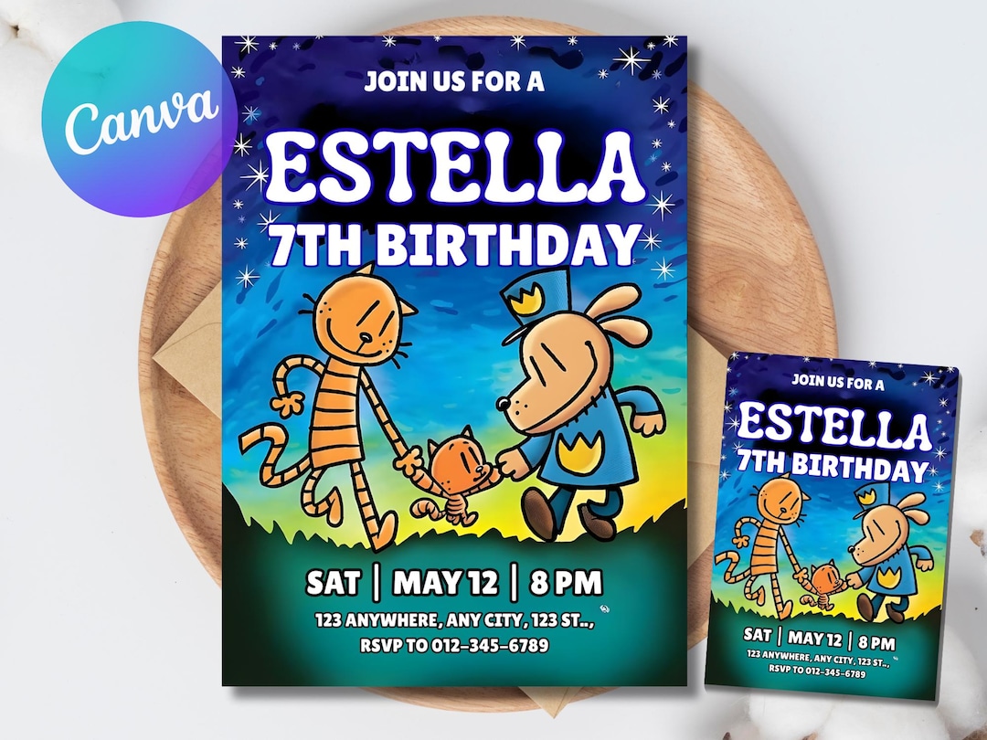 Editable Dog Man Birthday Invitation, Dog Man Invitation, Editable Kids ...
