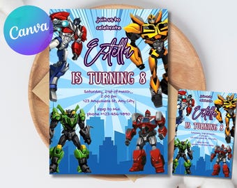 Editable Rescue Bots Transformers Birthday Invitation Template, Printable Rescue Bots Invitation, Digital Autobots Birthday Invite