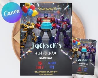 Editable Rescue Bots Transformers Birthday Invitation (Digital)