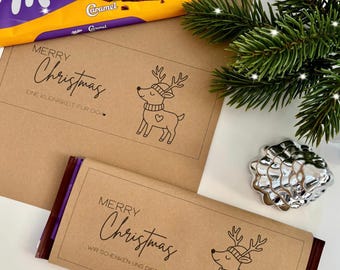 Printbare kerst DIY kerstcadeautjes, kleine cadeautjes (PDF download), Duplo chocoladebandjes, last minute