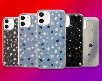 Blue Stars Phone Case Night Sky Universe Cover for iPhone 17Pro,16,15,14,13,12,Samsung S25,S24,S23Fe,S22,A15,A16,A26,A56 Pixel10,9Pro,8.