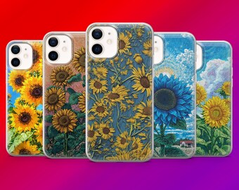 Sunflower Phone Case Art Floral Flower Cover for iPhone 17,16,15,14,13,12,Samsung S25,S24,S23Fe,S22,A15,A16,A26,A56 Pixel10,9Pro,8.