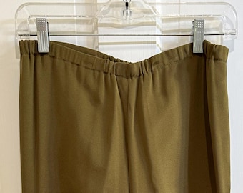 Olive Green Satin Trousers by Eva Hauer Women's Pants Size 6