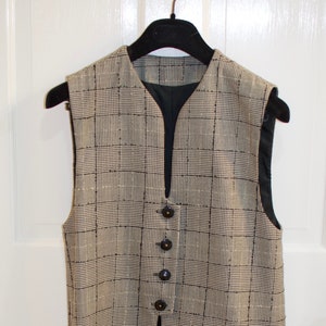 Vintage Black and White Women's  Plaid Wool vest Size Small - Medium