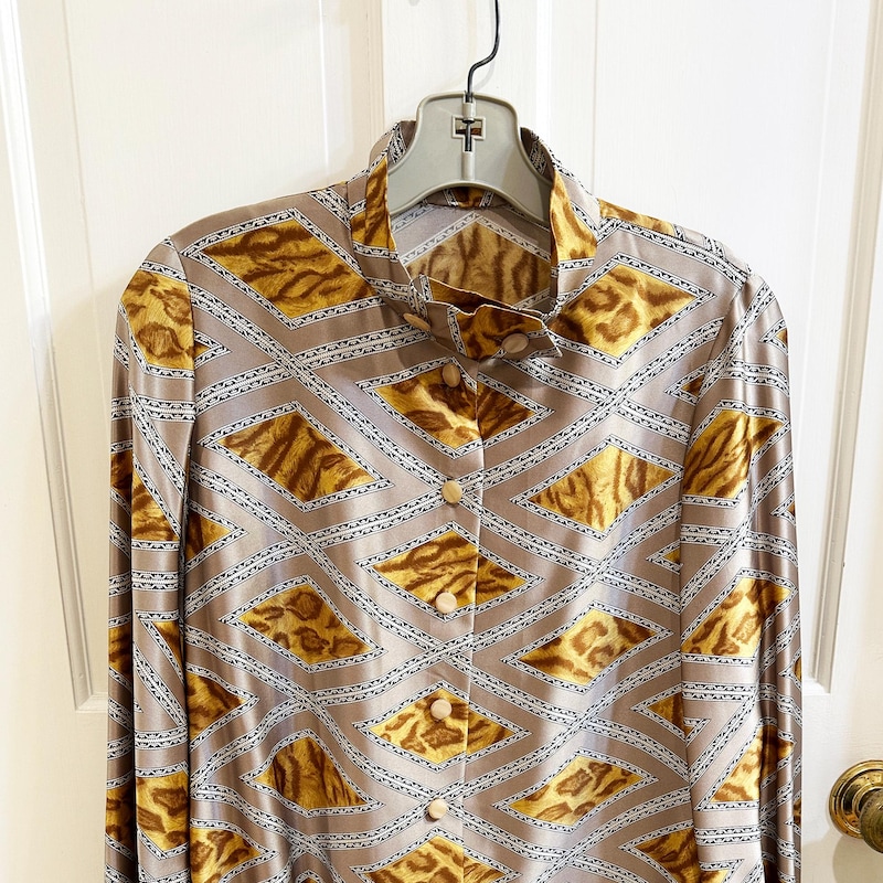 Wide Sleeve Satin Blouse Dark Brown