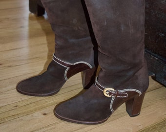 Joseph Brown Suede Boots Womens Size 5.5 Made in Italy