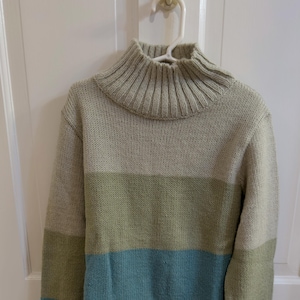 Joseph Beige Green Blue Pullover Mockneck Sweater Womens Size Small