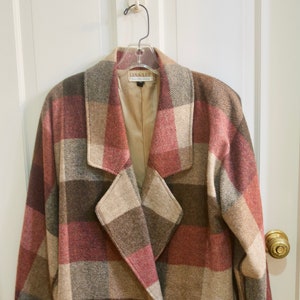 1980s Lina Lee Brown Burgundy Gray and Beige Wool Jacket  Womens Size 34 Germany