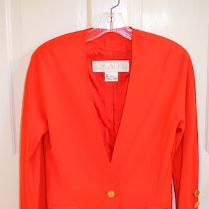 Vintage Escada By Margaretha Ley Women's Red Wool Jacket with Gold Buttons Made in Germany Size 34