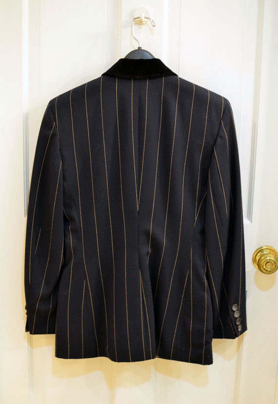 Vintage Crisca Women's Navy Pinstripe Wool Double… - image 2