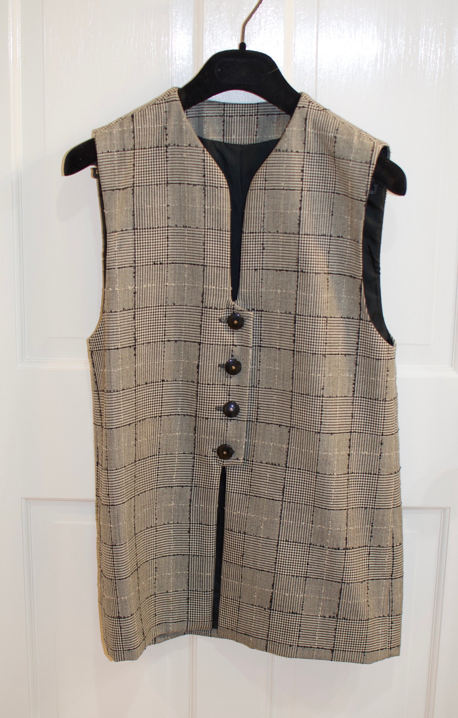 Vintage Black and White Women's Plaid Wool Vest Size Small Medium - Etsy