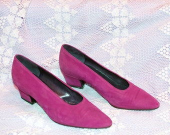 Vintage Philippe Modelo Paris Ante Magenta Bombas Zapatos de Diseñador Tamaño 7