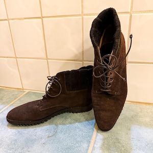 Salvatore Ferragamo Men Size 10D Black Suede Brown Leather Lace Up Ankle Boot Ferragamo boots men size - Gem main image 3