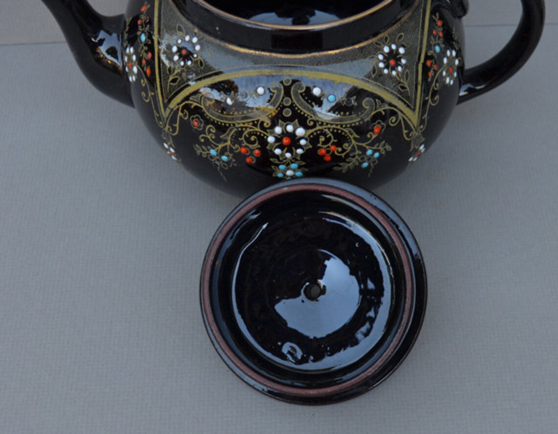 Vintage Clifton England Redware Teapot with Gold Overlay Etsy
