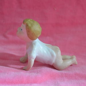 Vintage Miniature Porcelain Crawling Piano Baby