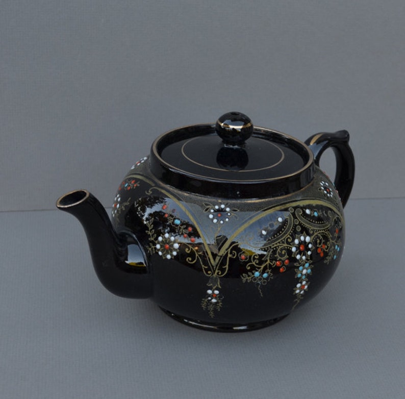 Vintage Clifton England Redware Teapot with Gold Overlay Etsy
