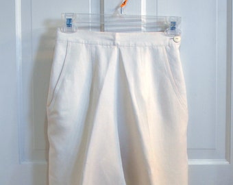 1980s Apriori Mujer Beige Lino Diseñador Pantalones Talla 4