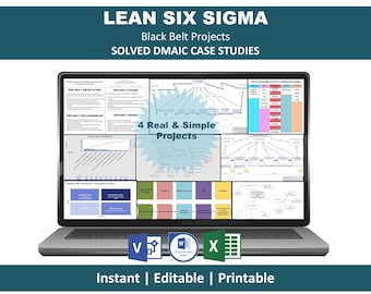 Material de capacitación para cinturón negro Lean Six Sigma / Paquete de 4 proyectos DMAIC resueltos
