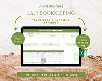Plantilla de contabilidad para pequeñas empresas / Hoja de cálculo automatizada de Excel / Seguimiento de ingresos y gastos / Contabilidad
