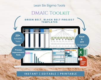 DMAIC Lean Six Sigma Toolkit | Excel & PowerPoint Templates | Green Belt Black Belt Project