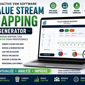 Generator för värdeflödeskartläggning | Interaktiv VSM-programvara | HTML-processkartläggningsverktyg | Lean Six Sigma bild 4
