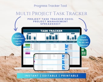 Multi-Project Task Tracker Excel Dashboard | Project Management Tool (Digital Download)