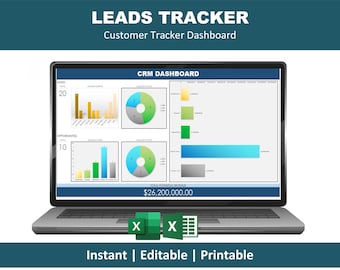 Modèle Excel de tableau de bord CRM | Suivi des prospects | Pipeline des ventes, suivi des clients, tableau de bord professionnel