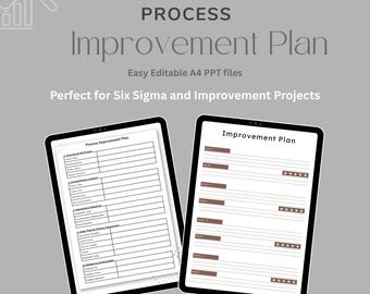 Plantilla de plan de mejora de procesos / Hoja de trabajo Lean Six Sigma (Descarga digital A4 PPT)