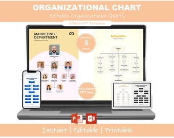Organizational Chart Template PowerPoint | Company Structure Diagram | Team Hierarchy Chart | Instant Download