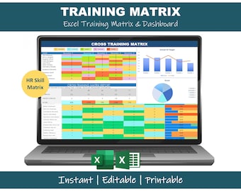 Training Matrix Excel Template | HR Skill Matrix Dashboard | Employee Skills Tracker | Cross Training Planner