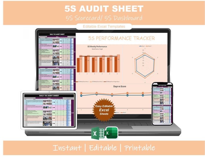 5S Audit Sheet | 5S Scorecard Excel Template, Lean Management Checklist ...