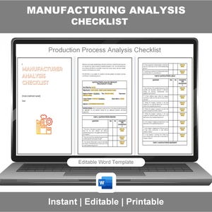 Manufacturing Analysis Checklist Template | Production Process Audit Checklist | Quality Control & Operations Management Tool