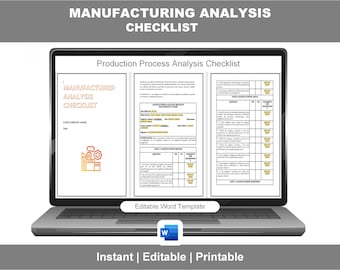 Manufacturing Analysis Checklist Template | Production Process Audit Checklist | Quality Control & Operations Management Tool