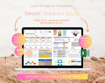 DMAIC Toolkit Excel | Lean Six Sigma Calculators | Lean Templates | Project Management Infographics
